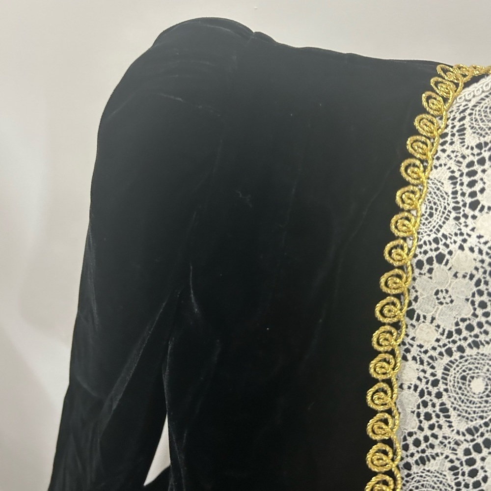 Vintage military inspired black velvet with gold trim accents and buttons - Picture 13 of 15